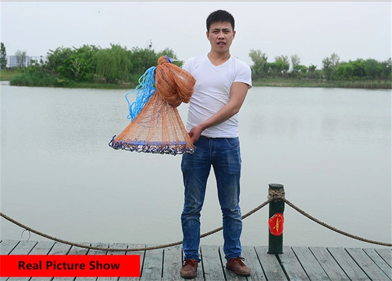 Upgraded Flying Disc American Hand Cast Fishing Net with Lead Sinkers 480cm Throw Net Fishing Tools (8)