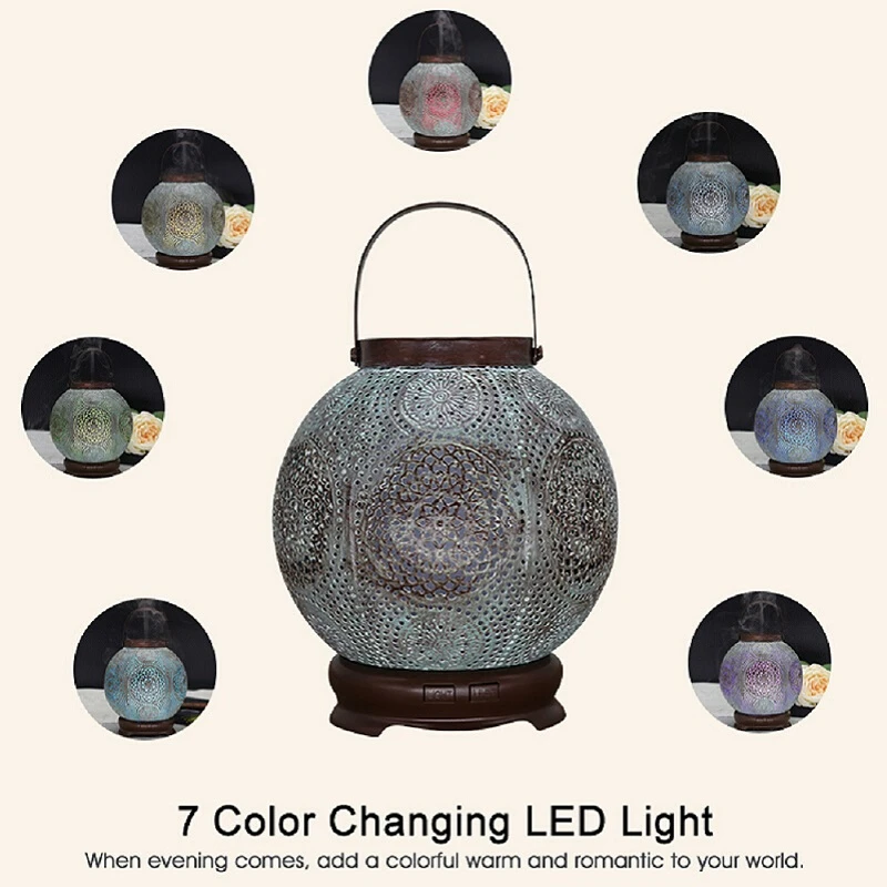 

120Ml Handmade Iron Ultrasonic Air Humidifier Electronic Aromatherapy Essential Oil Diffuser for Home with Colorful Lights