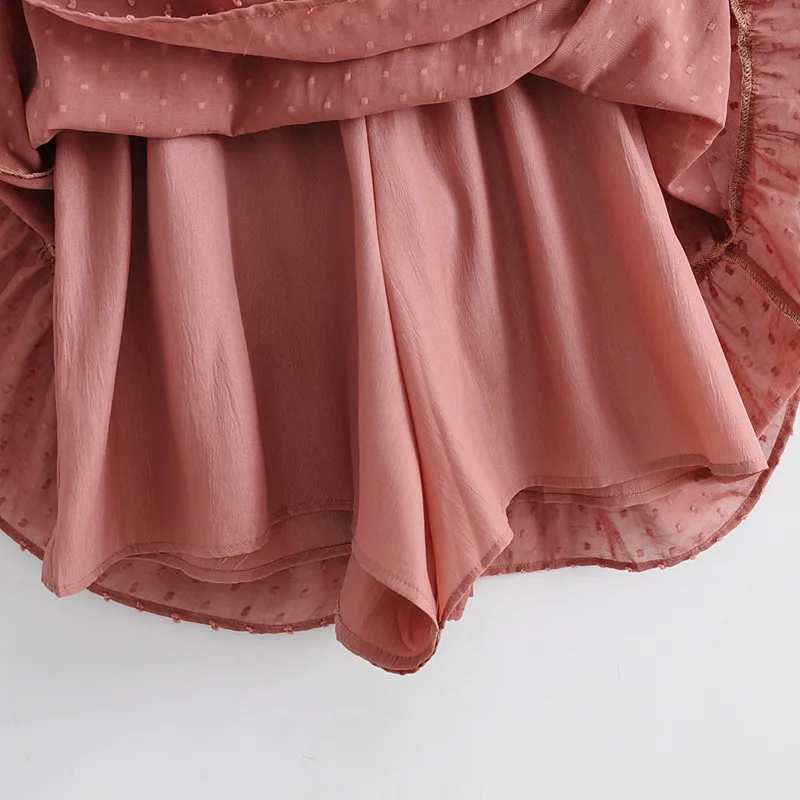 NSZ женское шифоновое платье в горошек, мини-платье с v-образным вырезом, плиссированное короткое платье с бантом и оборками спереди