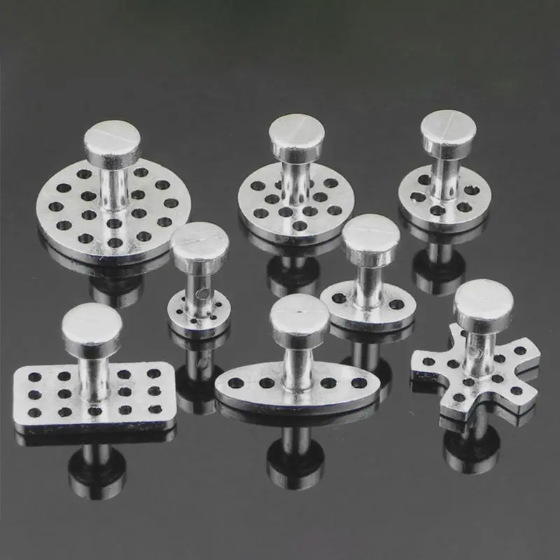 8pcs Auto vehicle Tool Kit Aluminum Glue Puller Tabs for Car Dent Paintless Repair Dent Removal Hand Tools Suction Cup