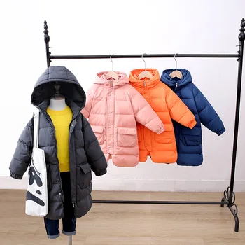 

2020 Winter Girls Boys White Duck Down Coats Children Loose Style Down Jacket Hooded Outdoor Thicken Warm Kids Snow Wear Jacket