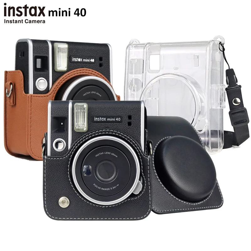 Koruyucu kılıf Fujifilm Instax Mini 40 anında Film kamera, premium deri  çanta/net kapak çıkarılabilir ayarlanabilir kayış