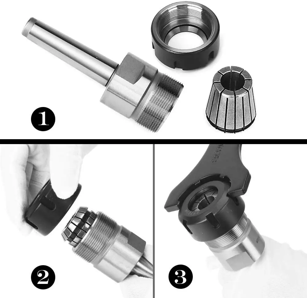 MTB2 MTB3 MTB4 ER16 ER20 ER25 스프링 클램프 9PCS + ER 렌치 1PCS CNC 밀링 선반 도구 용 콜렛 척 모스 홀더