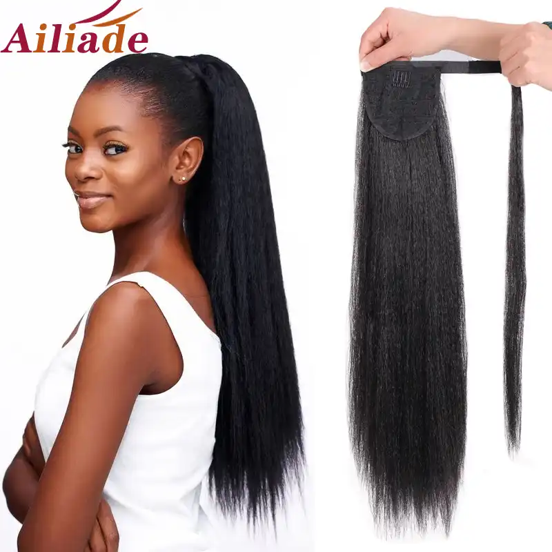 Ailiade 24inch Adjustable Strap Kinky Curly Yaki Ponytail Hairpiece For Women With Comb Synthetic Pony Tail False Hair Extension Synthetic Ponytails Aliexpress