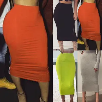 

Winter Pencil Skirt Women High Waisted Midi Skirt Lady Solid Color Casual Slim Skirts Office Plus Size Bodycon Tube Skirts