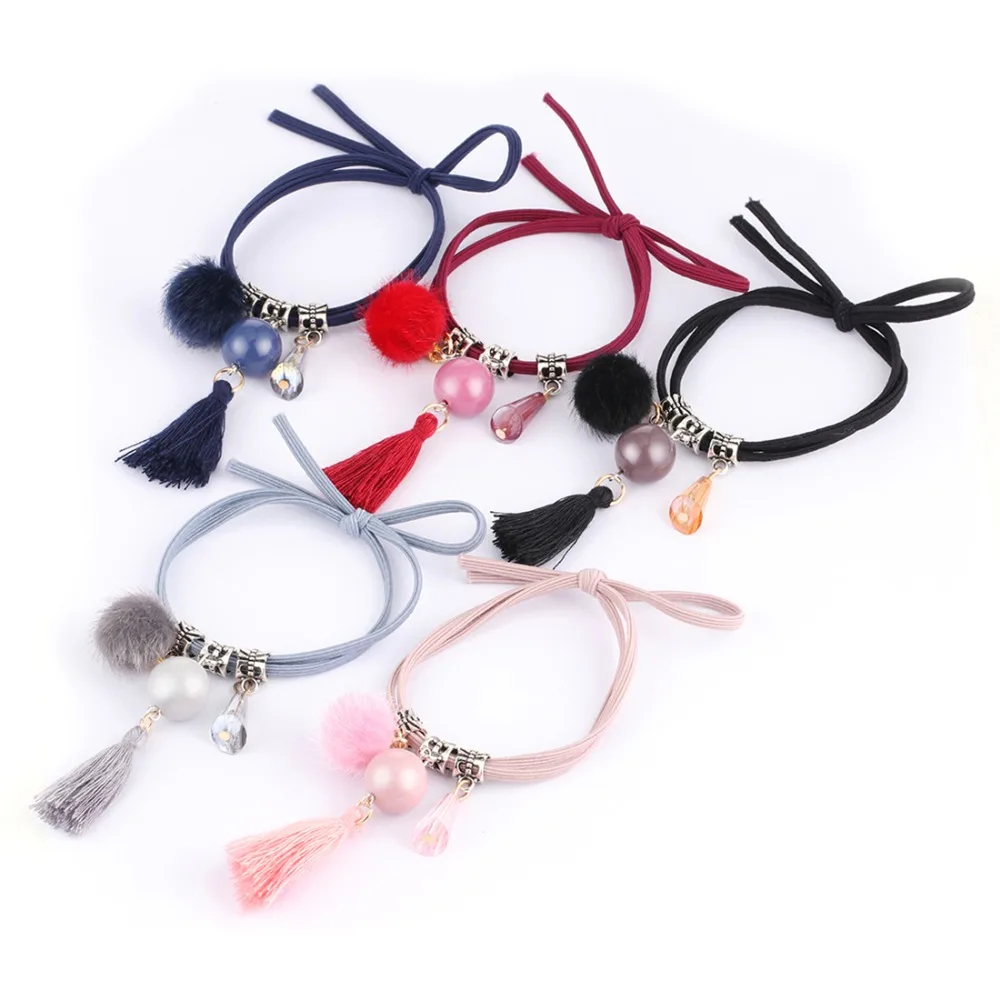 Women Girl Fur Ball Elastic Hair Scrunchie Tassel Ponytail Holder Hair  Rubber Bands Scrunchies Hair Accessories Haar Elastiekjes - Scrunchie -  AliExpress