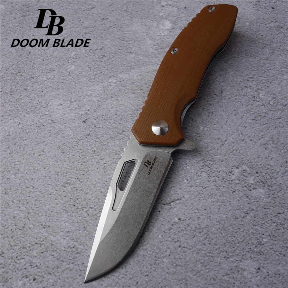 7," 60-61HRC ножи Складной нож D2 лезвие стальная ручка тактические ножи кемпинг выживания Охота Карманный Флиппер Нож EDC инструменты - Цвет: Коричневый