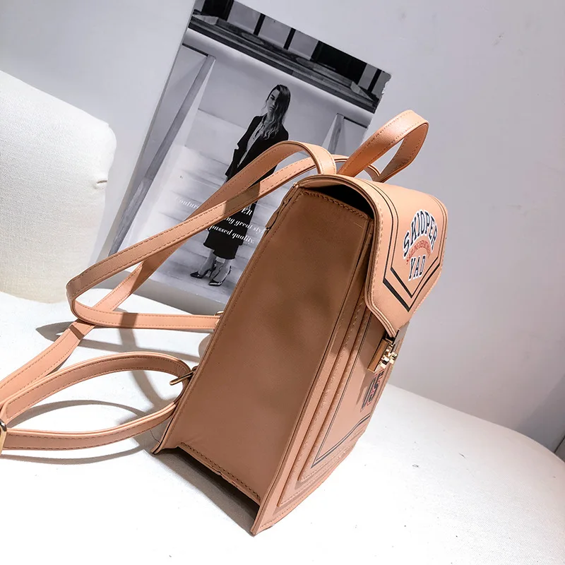 

Korean-style Pu Stereo Qualitative Generous Bag Fashion Car Suture Backpack Lock Lettered WOMEN'S Bag Factory Price