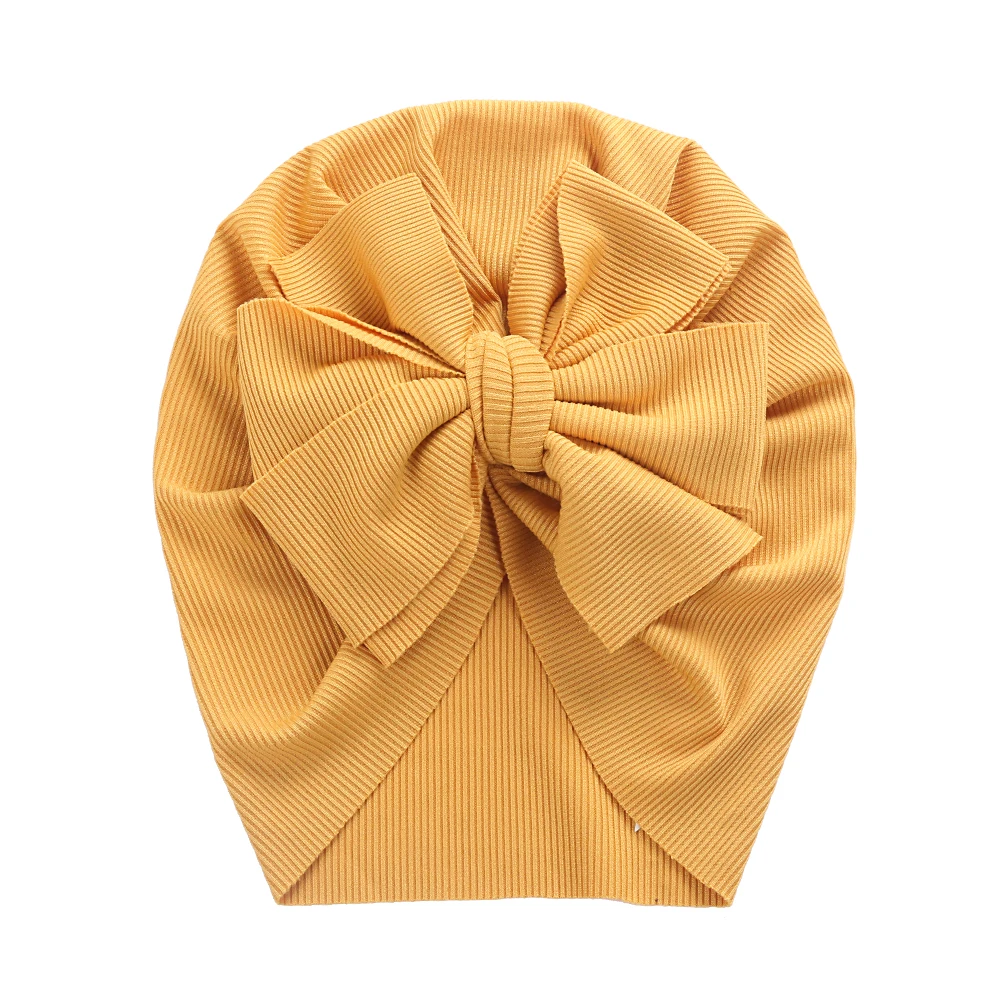 Solid Ribbed Bunny Knot Turban Hats for Baby Boys Girls Beanies Striped Thin Elastic Caps Bonnet Newborn Toddler 0-4T Headwraps baby accessories