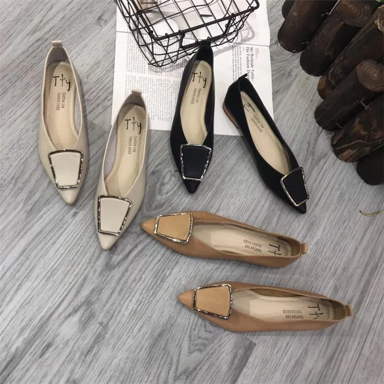 

Korean-style CHIC Retro Pointed-Toe Rubber Soft Soft-Sole Early Autumn New Style Low-Cut Flat Top Shoes Shoes Loafers WOMEN'S Sh