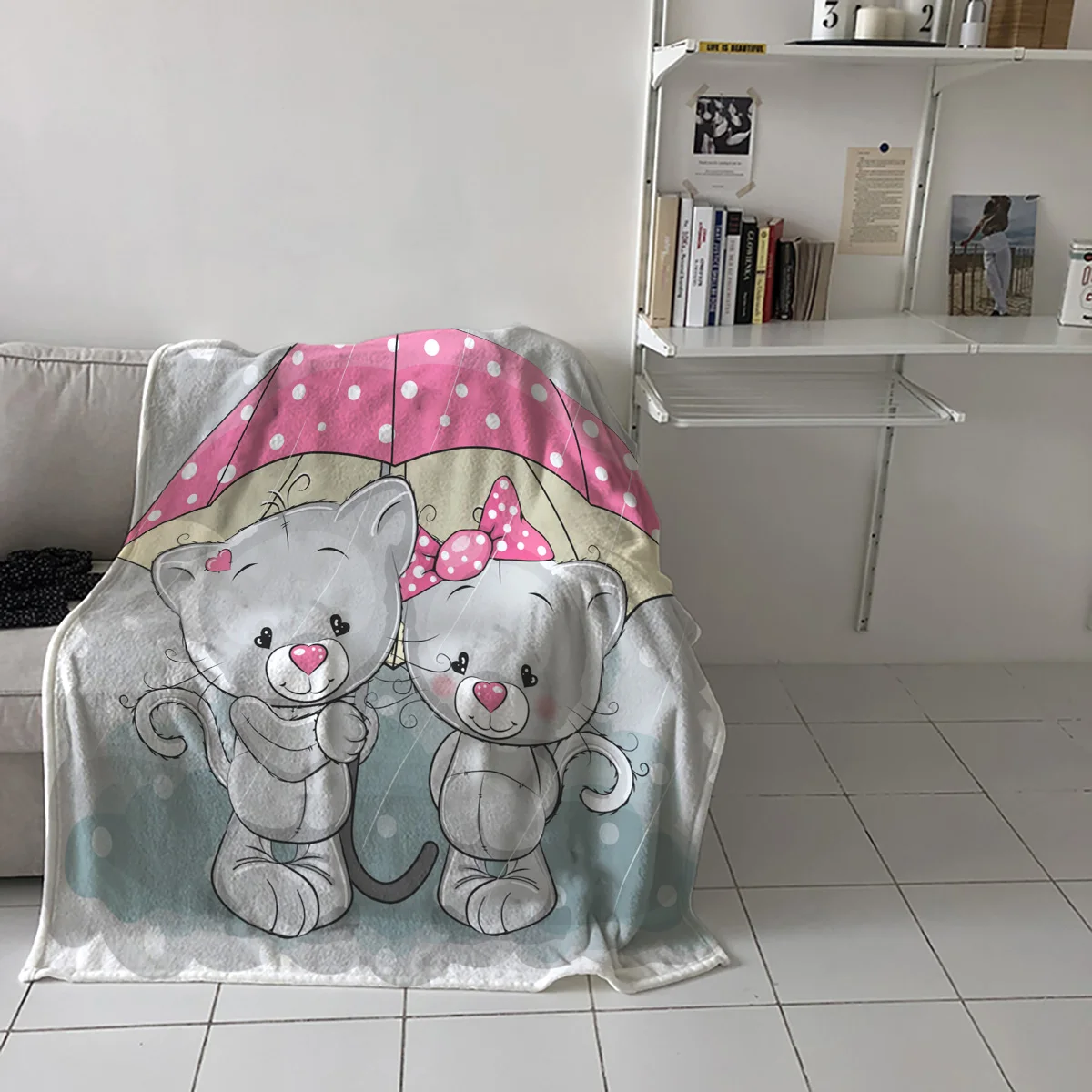 Красивый зонт с рисунком кошки, хвост, сердце, одеяло для дивана, кровати, одеяло для детей и взрослых, теплое одеяло для кровати, коралловый флис, ткань