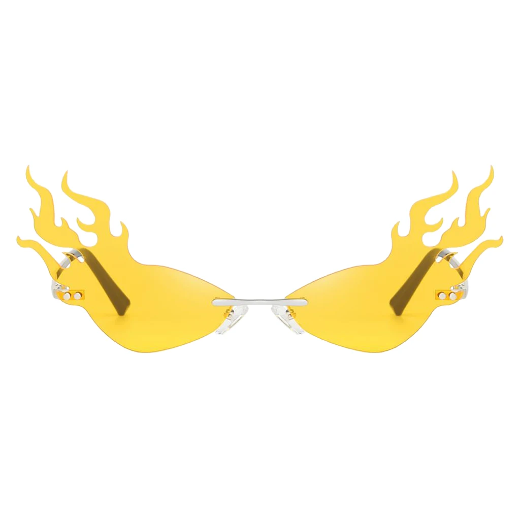 Womens Flame Sunglasses UV400 Sun Glasses Luxury Design Party Eyewear Streetwear Fire Flame Lens Rimless Wave Sun Glasses