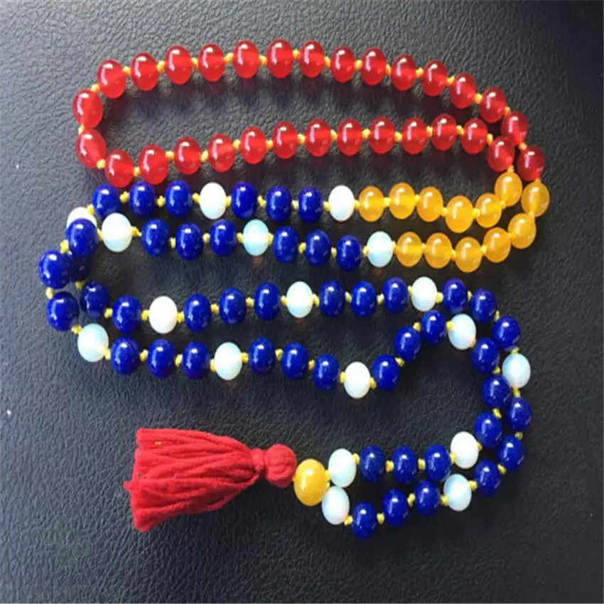 

8MM Multi-color Jade Moonstone Gemstone 108 Beads Mala necklace pray Lucky spirituality Handmade Bless energy Wristband Reiki