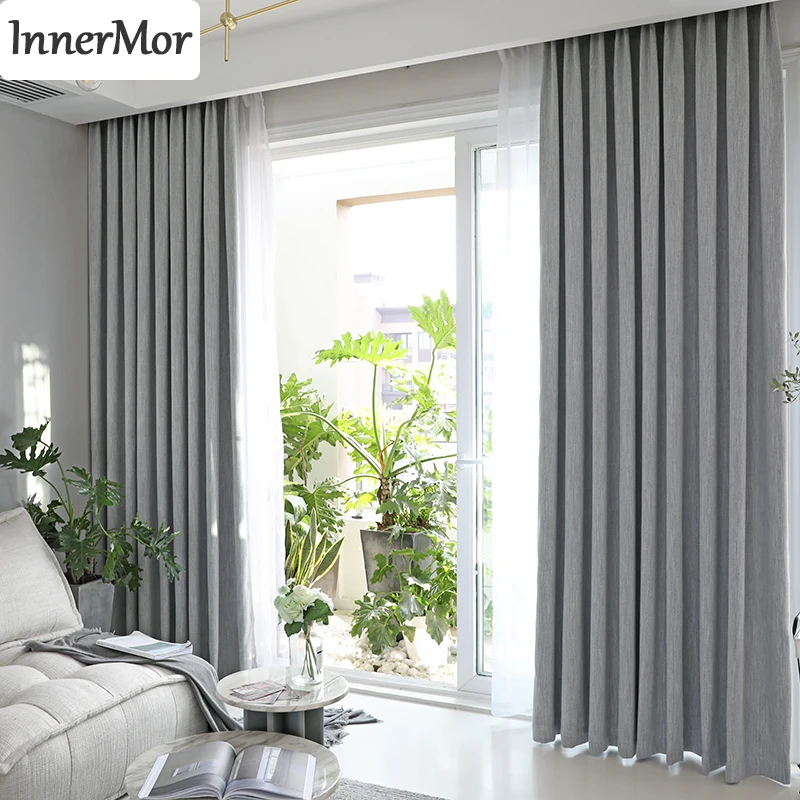 Innermor Твердые Затемненные Шторы для Гостиной хлопковые шторы Спальни Home Decor