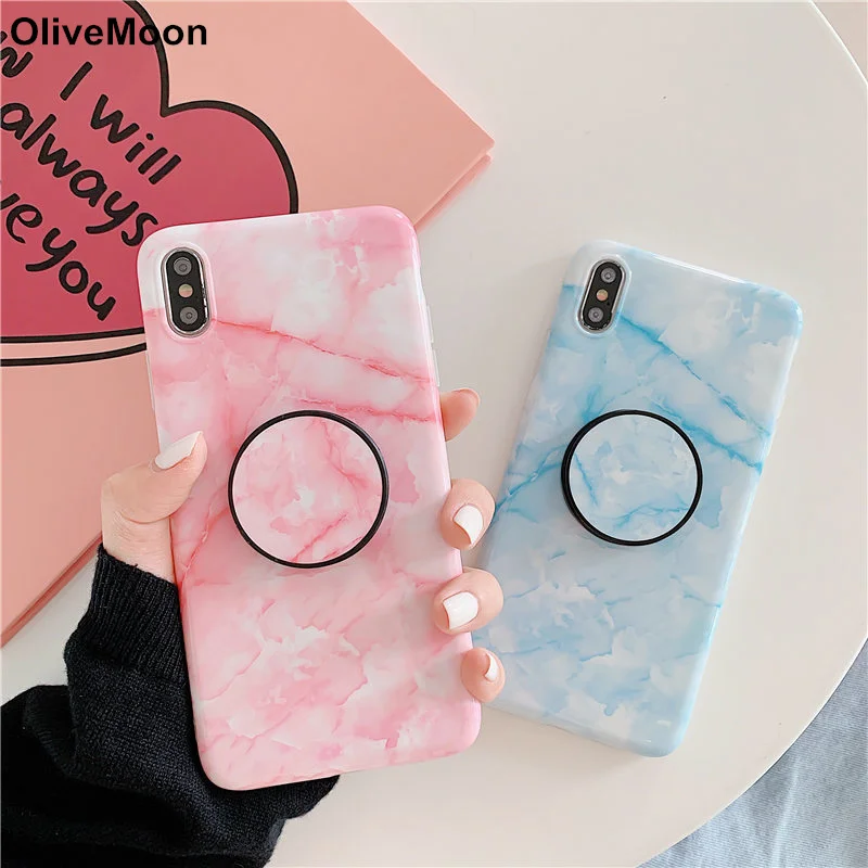 OliveMoon синий розовый мраморный воздушный держатель чехол для iPhone 6 6S 7 8 Plus XS MAX XR X Grip