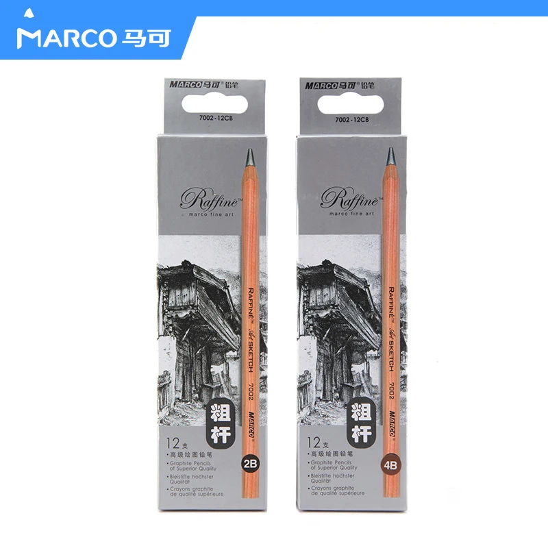 

24 pcs Marco 7002 2B/4B/6B/8B Hexagonal Pen Body Thick Rod and Lead Professional Art Painting Drawing Pencil