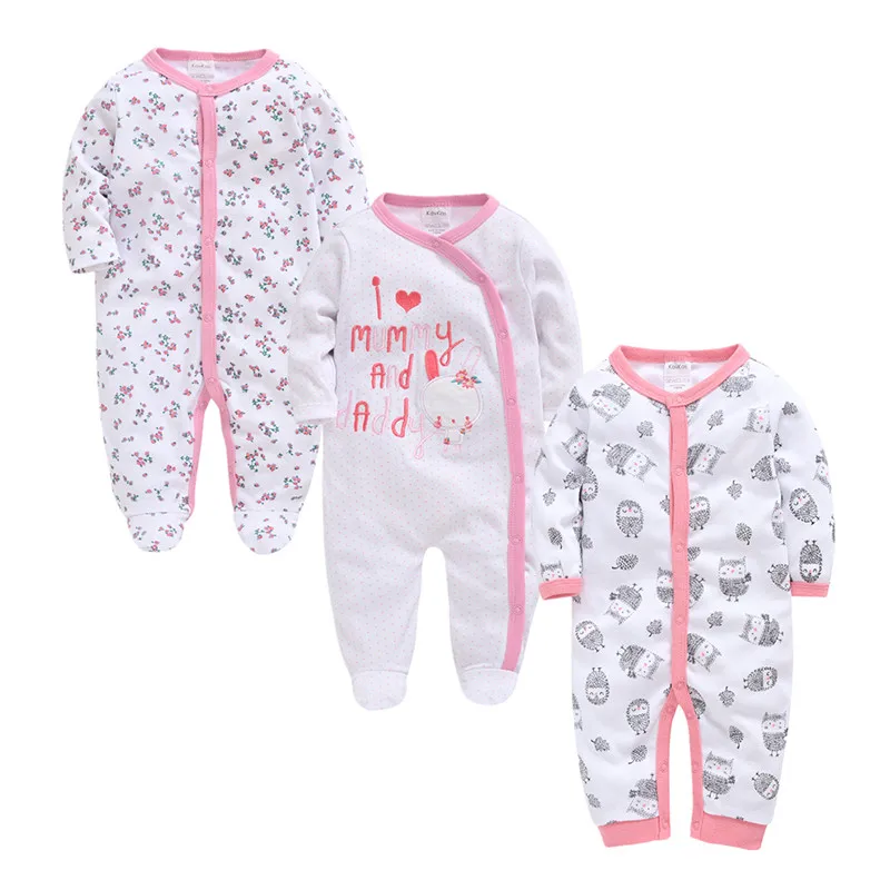 

2019 Newborn Rompers Baby Girls Boy Clothes Long Sleeve Sleepsuit 0-12 Months Cute Cartoon Print Outfits Infant Jumpsuit 3 Piece