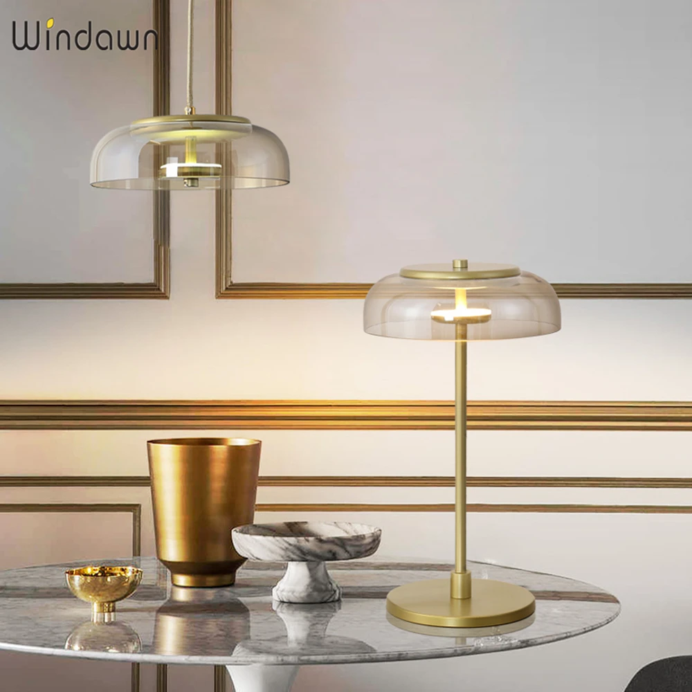 Windawn Скандинавская настольная лампа стеклянная алюминиевая простая