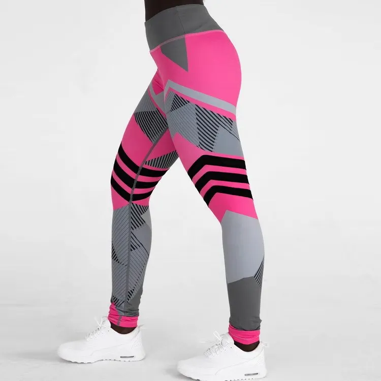 Women Quick Dry Sport Fitness Leggins Geometric Printed Sports Pants Yoga Pants Leggings Slim Tights Trousers For Women S-XXXL