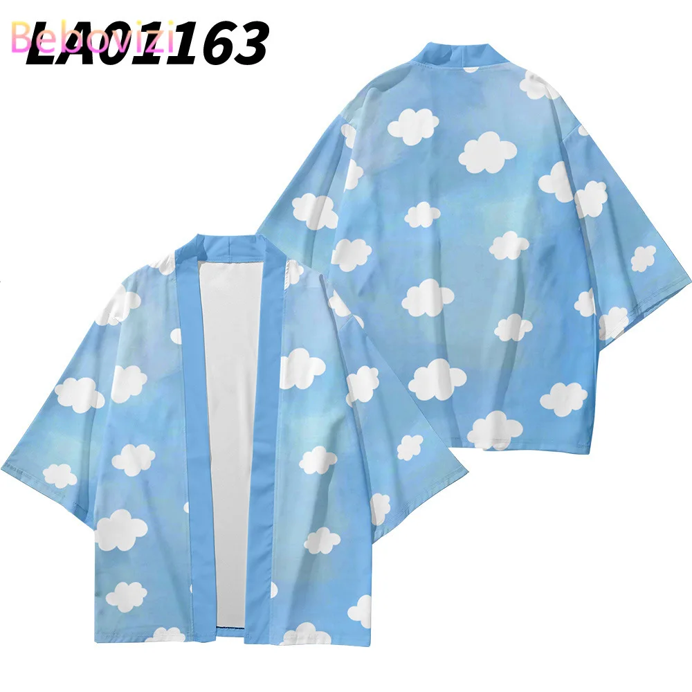 Plus Size XXS-6XL Cloud Print Loose Japanese Streetwear Cardigan Women Men Harajuku Haori Cosplay Kimono Top