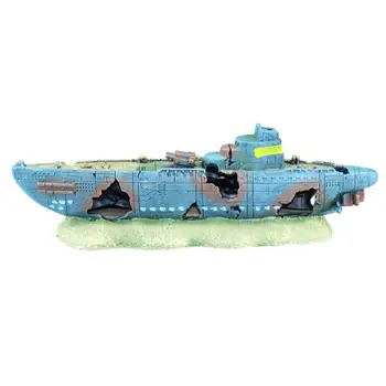 

1Pc Aquarium Landscape Ornament Exquisite Durable Unique Resin Practical Submarine Wreck Design Adornment Fish Tank Decoration