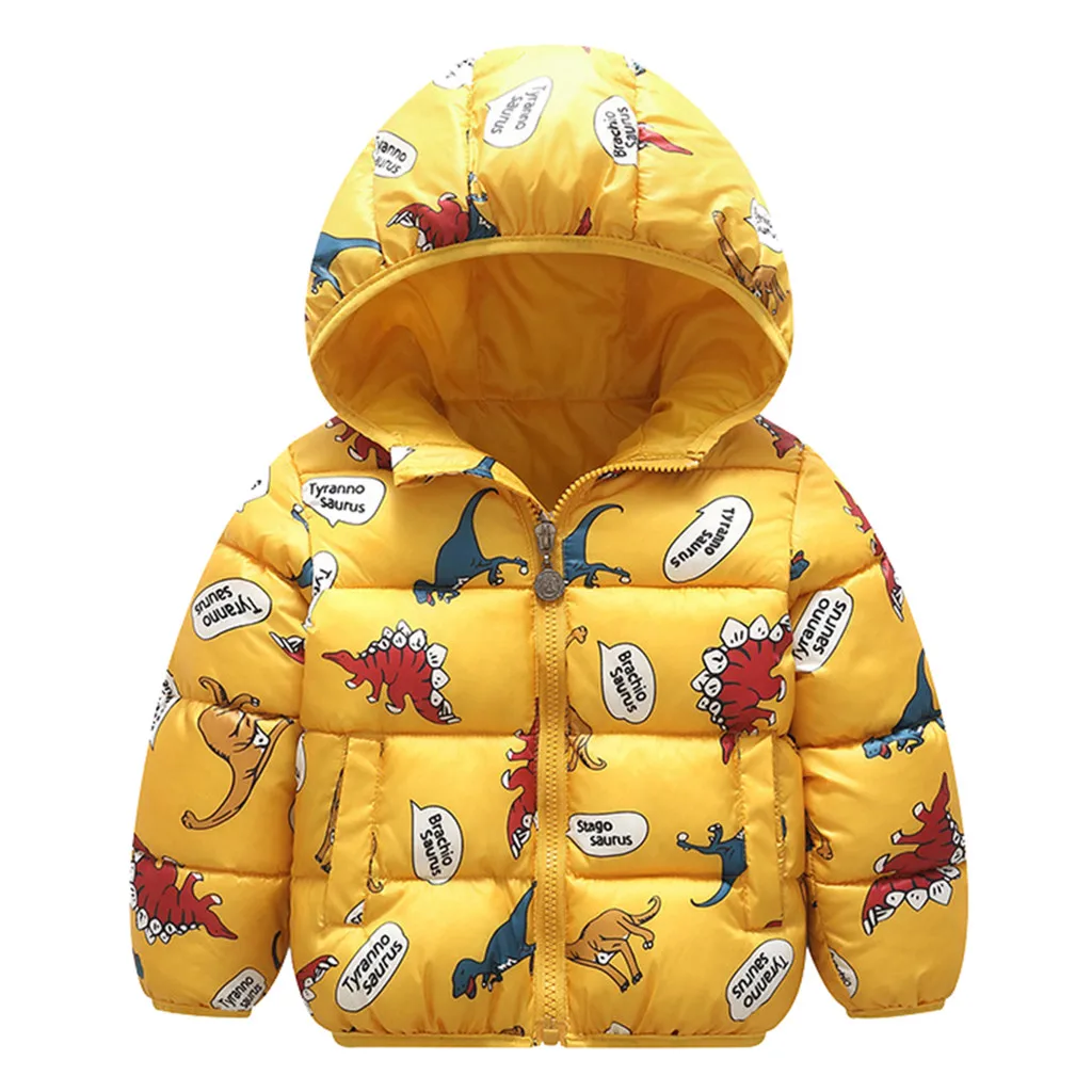 Куртка для маленьких девочек коллекция года, зимняя куртка для девочек, пальто ветрозащитная куртка для мальчиков с капюшоном и рисунком динозавра детская одежда, l5010916