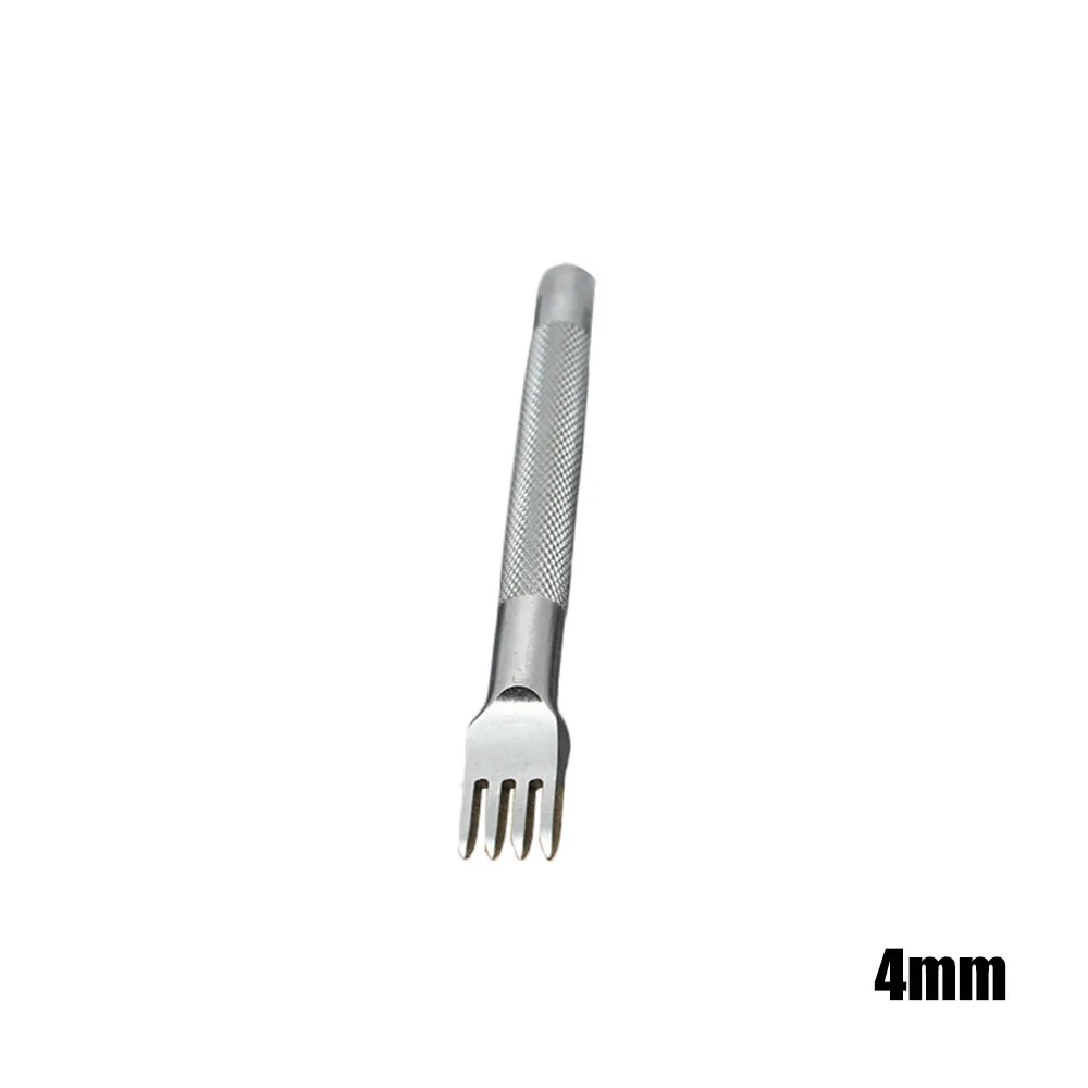 silver 4mm 4 tooth Кожаная фурнитура перфорационный инструмент 1/2/4/6 зубец Hole кроя прошитой расстояние между отверстиями буровая установка DIY кожа ремесленных инструментов - Цвет: silver 4mm 4 tooth