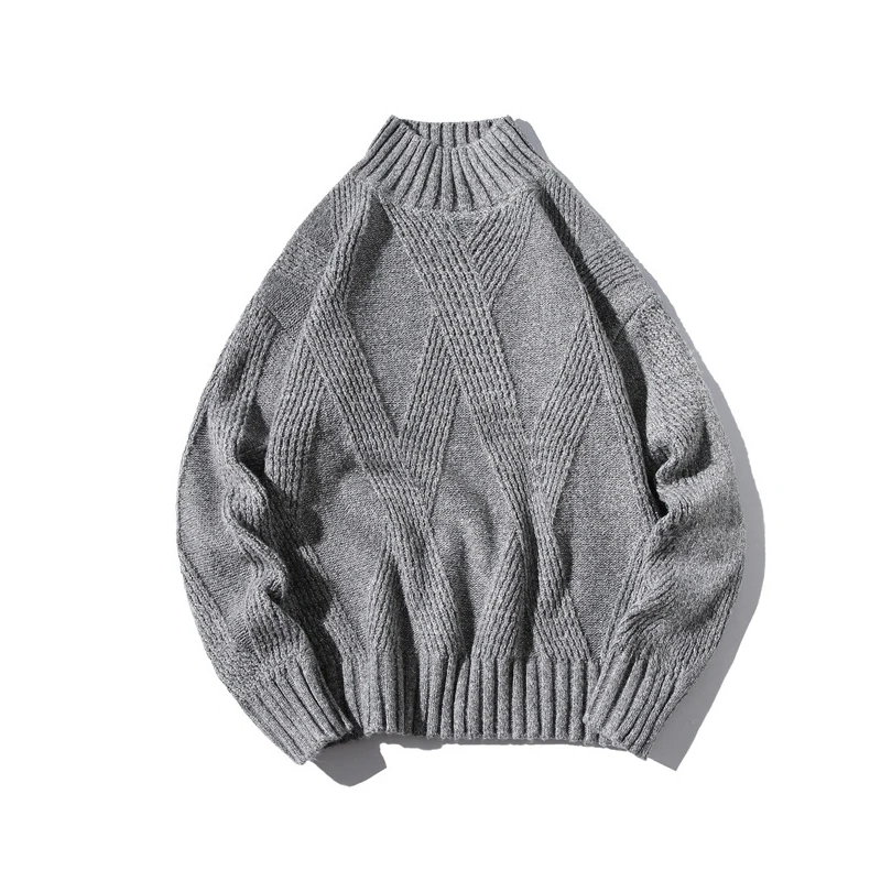 Warm Turtleneck Sweater Men New Autumn Winter Retro Argle Solid Pullovers and Jumpers Men's Sweater Casual Loose Sweater Men 5XL