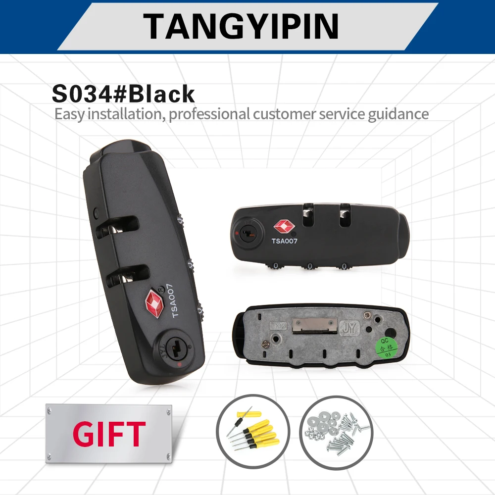 TANGYIPIN S034 Suitcases password locks accessories office box aluminum box trolley case fixed customs metal anti-theft lock tangyipin s012 travel trolley locks accessories business box luggage repair fixed anti theft metal password customs lock