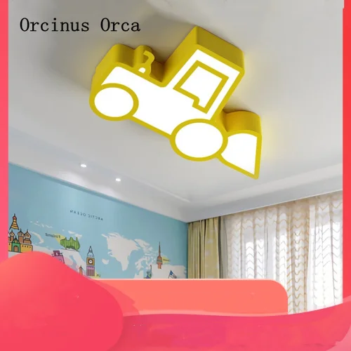 

Cartoon creative bulldozer led ceiling light boy bedroom kindergarten children's room light color excavator ceiling light