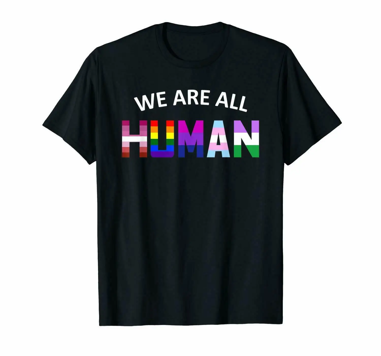 We Are All Human Pride Month Lgbt Gay Flag Ally T-shirt Tee US cotton trend 2020 | Мужская одежда