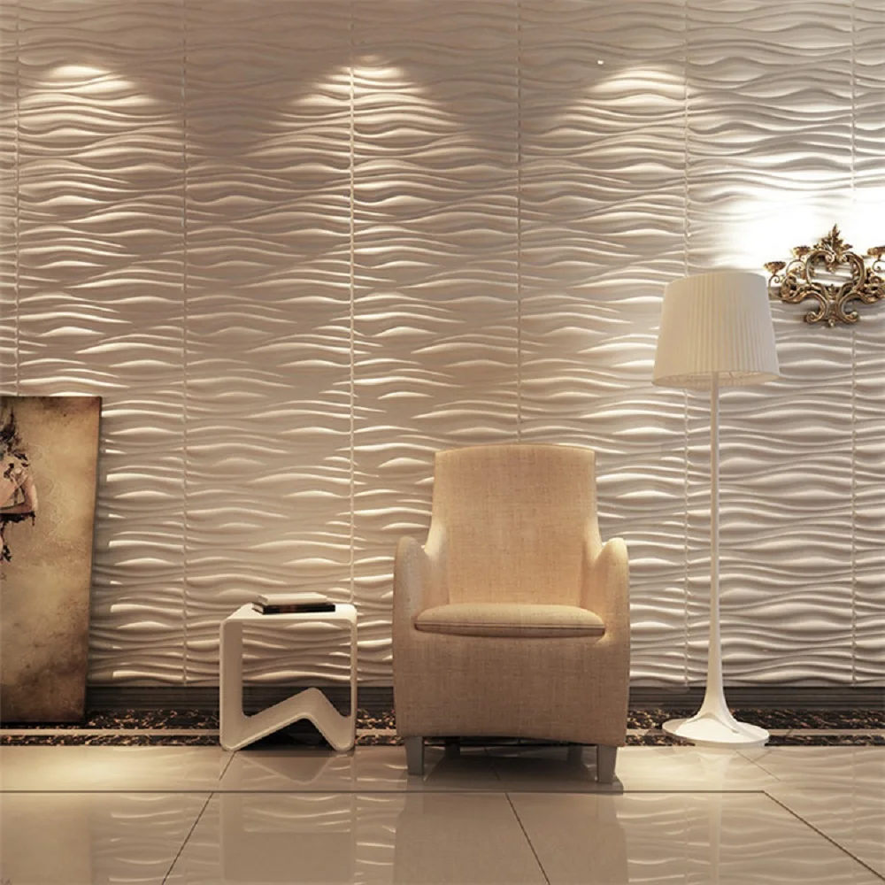 paneles de pared de pvc 3d paneles decorativos de plastico para pared 12 baldosas onduladas paneles resistentes al agua