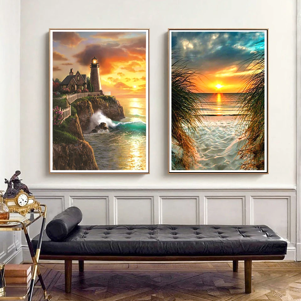 

5D DIY Landscape Diamond Painting Cross Stitch Set Ocean Diamond Embroidery Cross Stitch Home Decoration Painting Home Decoratio