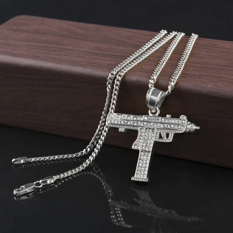 1 шт. Vogue Мужская Золотая кубинская цепочка Supreme Iced Out в стиле хип хоп пистолет УЗИ