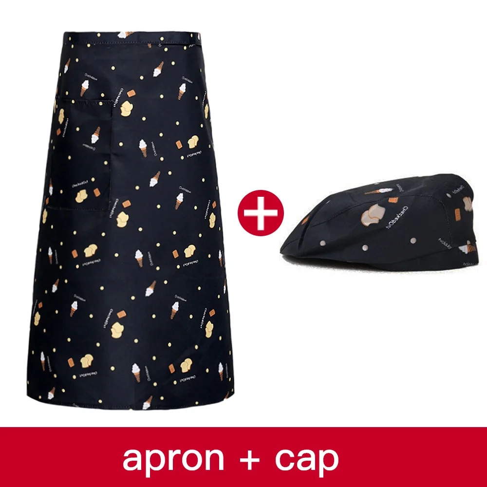 High Quality restaurant Hotel chef cap cotton waiter chefs hat + apron work clothes apron chef uniform works