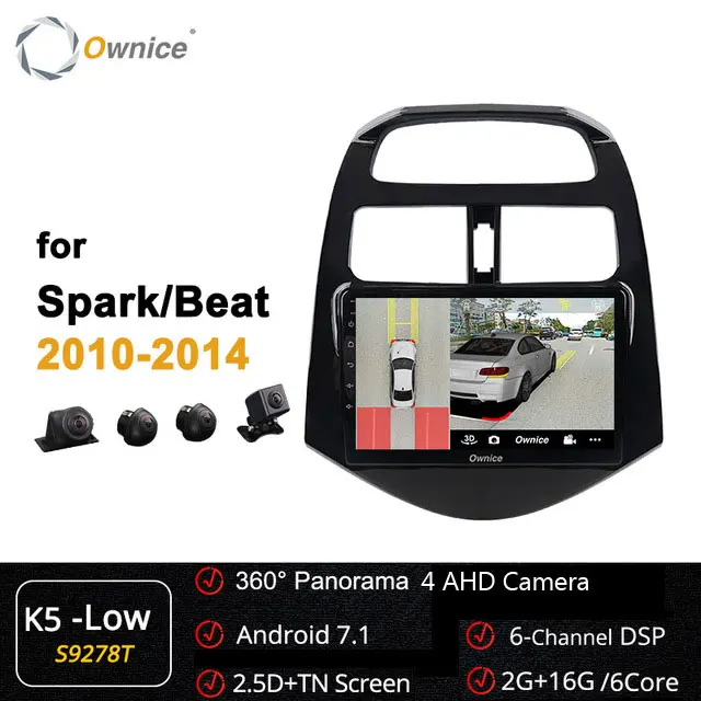 S9278 K5-Low Ownice carplay Android 9,0 автомобиля DVD gps навигация плеер Octa Core 4G DSP SPDIF для CHEVROLET 2010 2011 2012- Spark Beat - Цвет: S9278 K5-Low