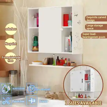 

Bathroom Shelves Bathroom Cabinet Wall Hanging Shampoo Cosmetics Storage Rack Waterproof Wall Partition Space Utilization Box