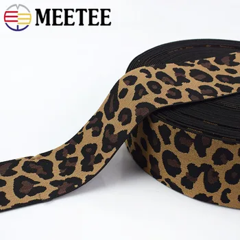 

Meetee 15Yards 25-60mm Leopard Printed Elastic Band Pants Waist Elastic Ribbon Webbing Bag Trousers Rubber Band DIY Sewing KY895