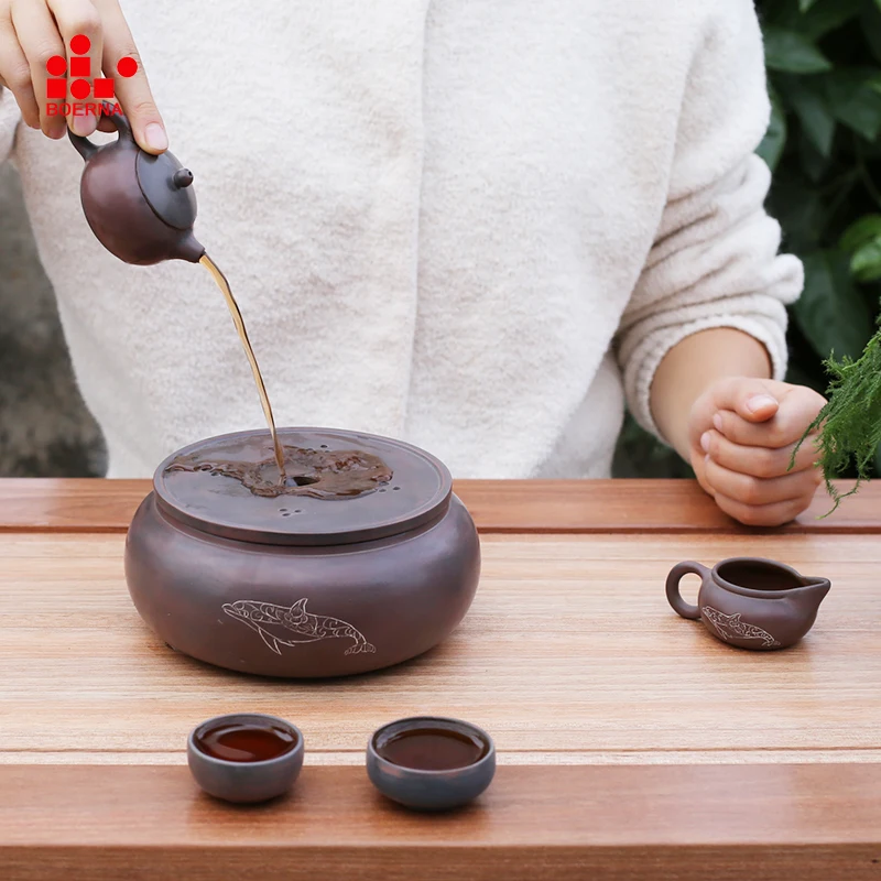 BOERNA Handmade Nixing Teapot Drinkware Tea Pot Cup Set Nixing Clay Kung Fu Tea Sets Nixing Ceramic Chinese puer Tea set kettle