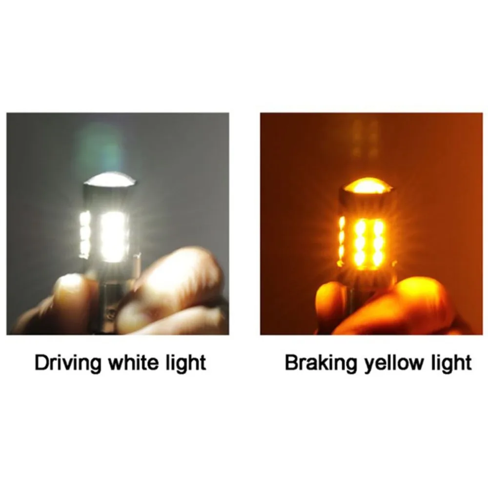 Светодиодная двухцветная указатель поворота T20 7443 4014 62SMD головной свет лампы