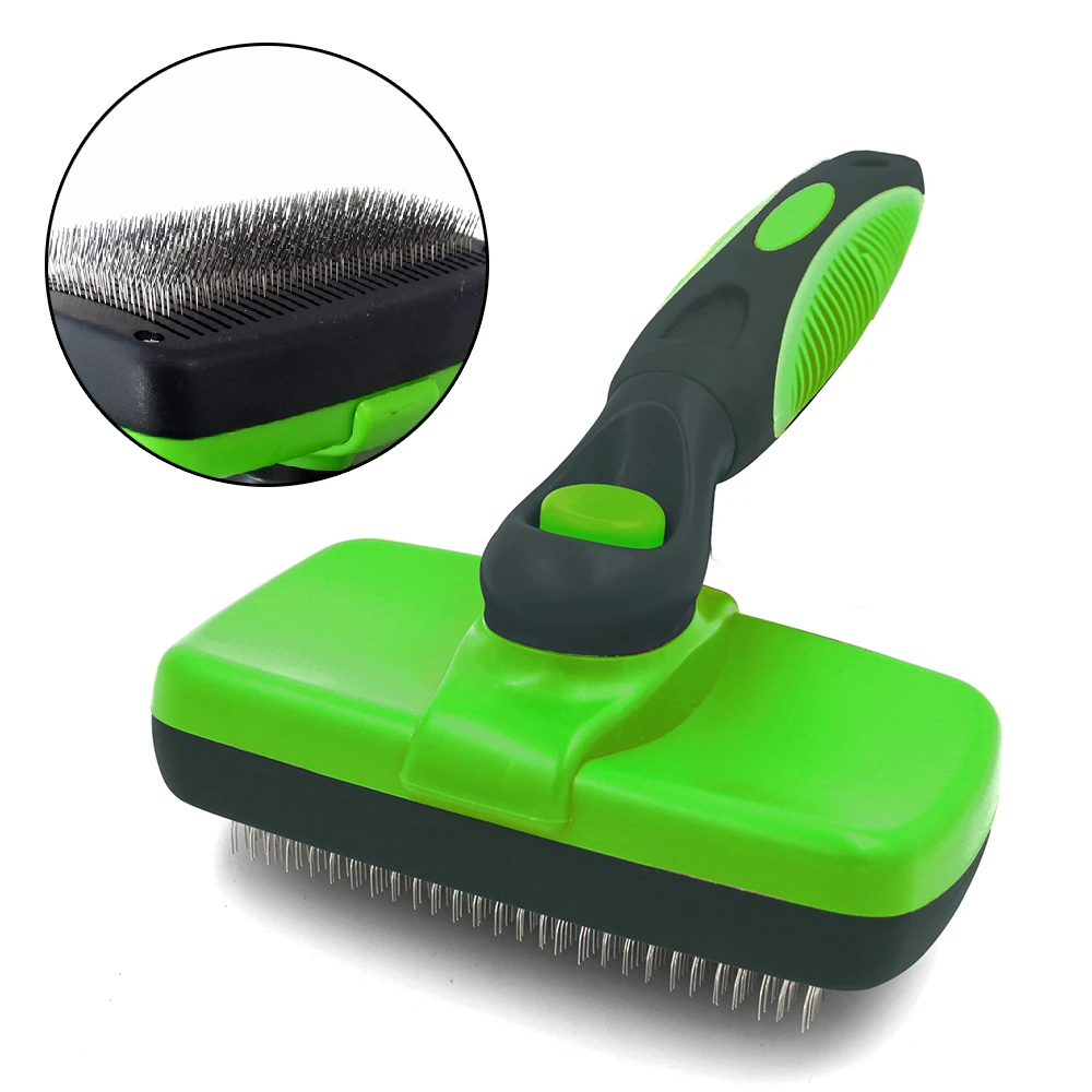 

Pet grooming brush waterproof dog cat stainless steel comb self cleaning Deshedding tool for pets hair remover