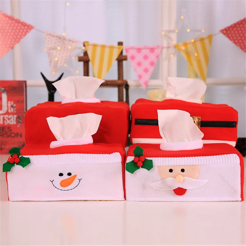 NewChristmas коробки для салфеток Держатель для бумажных полотенец украшения для обеденного стола для дома Санта Клаус Снеговик вечерние новогодние подарки