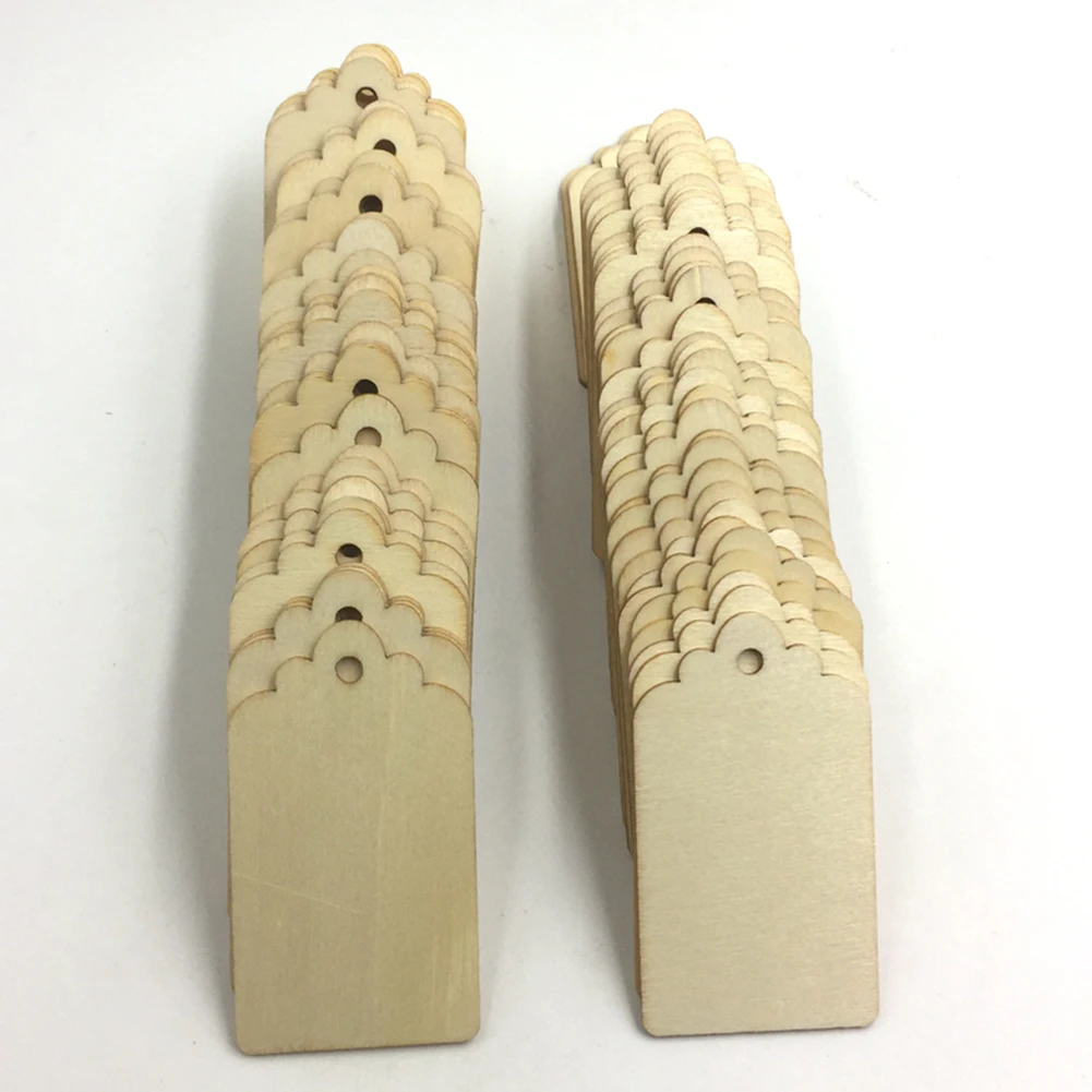 

100 Pcs Hang Wood Note Gift DIY Tag Wedding Jewelry Clothing Label Rope