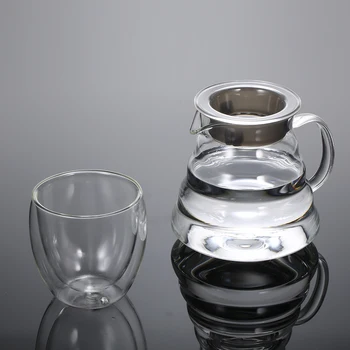 

Hot 600ml Heat-resistant High Temperature Coffee Pot Family Teapot High Borosilicate Glass Tea Set Large Capacity Coffee Pot