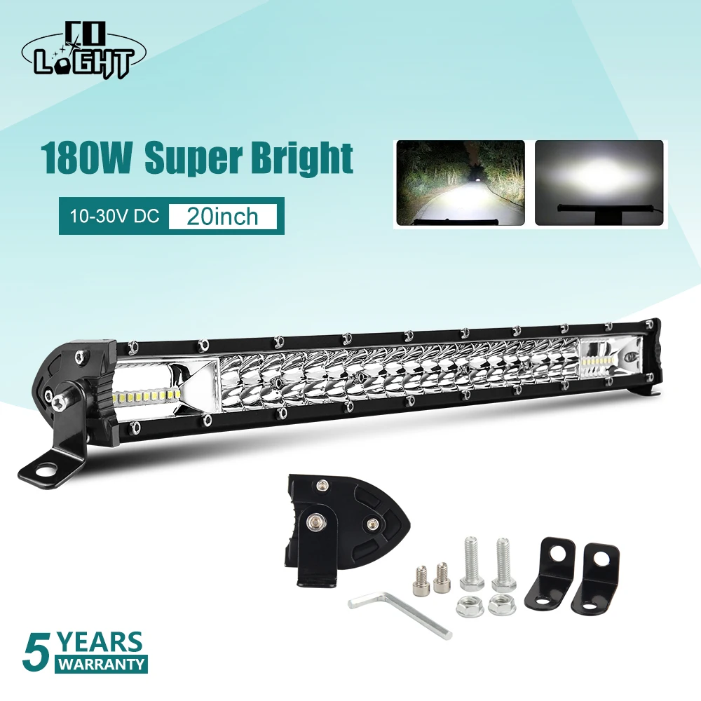 Tanie CO światło Super jaśniejsze 12D światło terenowe Led Bar 60W 180W 300W wiązkę Combo światło robocze Led DRL dla ATV UAZ 4x4 SUV samochodów ciężarowych ciągnika