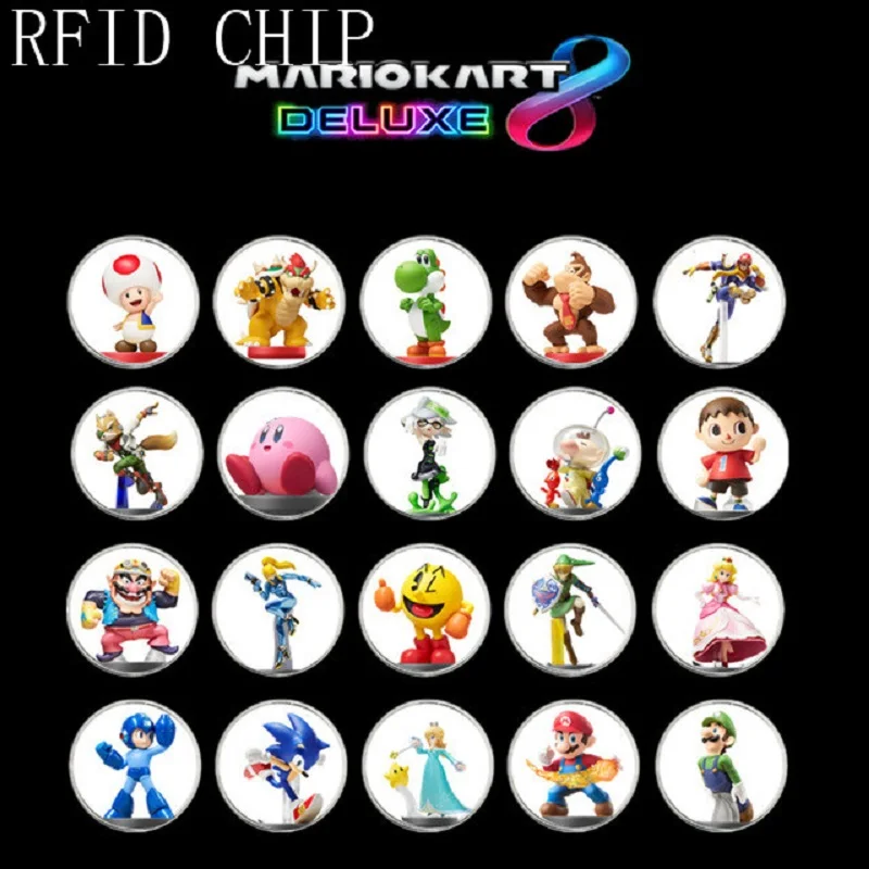 

20Pcs Collection Coin Card Of Amiibo Mario Kart 8 Data Setting Ntag215 NFC Tag Sticker Printed NS Switch Wiiu F Free Shiping