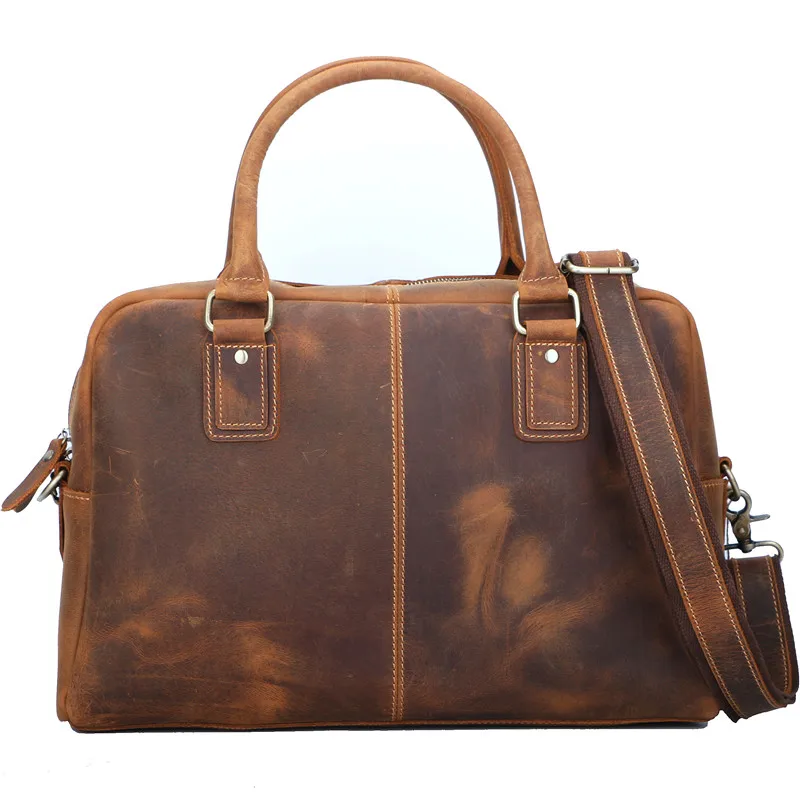 Brown PNDME Модные Винтажные crazy horse из воловьей кожи мужские Портфели Бизнес большой емкости Сумки из натуральной кожи для ноутбука сумки-мессенджеры - Цвет: Brown
