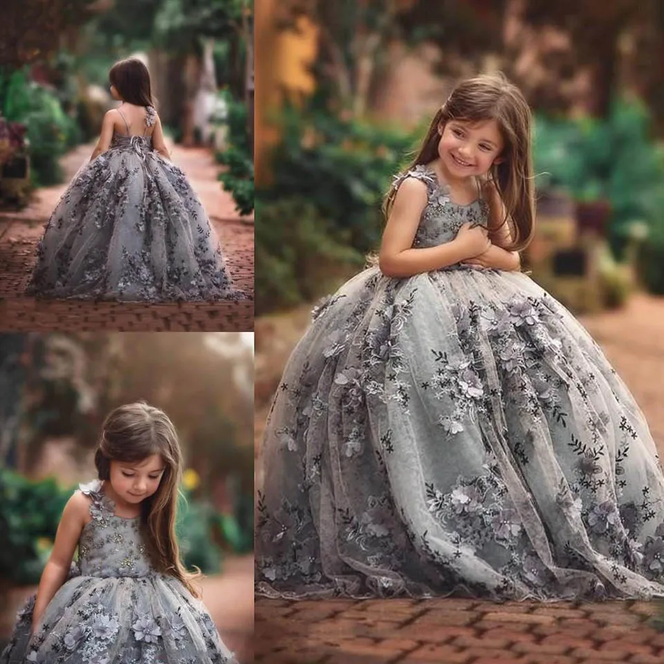 Vestido de para niños, ropa Formal, vestidos de flores para niñas, nuevo encaje 3D, apliques florales, cumpleaños, Navidad, niñas, desfile, bebé|Vestidos floreados de niña| - AliExpress