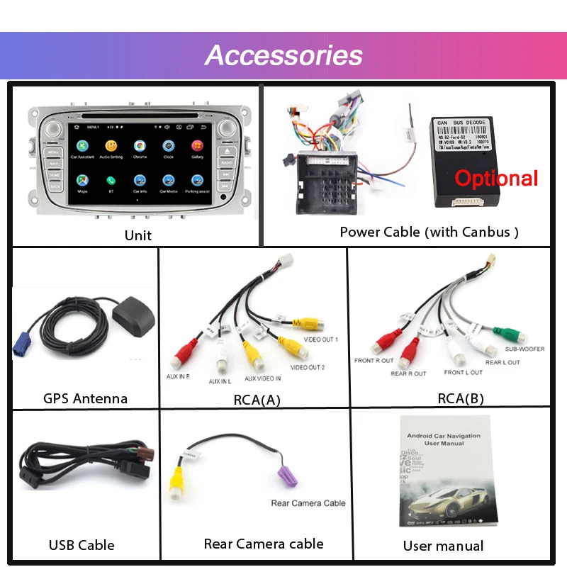 Sale AUTOTOP 7" 2 Din Android 9.0 Car DVD Player for FORD/Focus/S-MAX/Mondeo/C-MAX/Galaxy with Radio RDS GPS Navigation 4G Wifi DVD 5