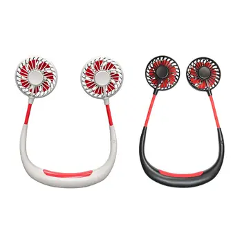 

Portable Hand Free Hanging Neck Fan USB Battery Rechargeable Cooling Fan 4 Speed Adjustable with Colorful Gradient Light